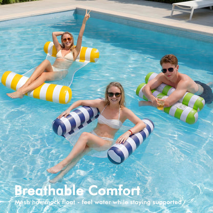 5 Pack Inflatable Pool Floats, OKSUWATER 4-in-1 Water Hammock, Pool Floats Adult Size for Swimming Pool Party Summer Lake Water Fun (5 Pack-Multicolor)
