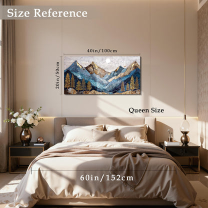 imjiayu Mountain Wall Art, Large Wall Decor, Landscape Wall Art, Modern Abstract Scenery Art, Rustic Picture Nature Prints, Blue and Gold Paintings for Living Room Bedroom Kitchen Home Office 20"x40"