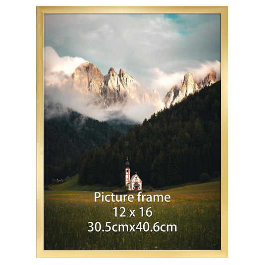 Giftgarden 12x16 Picture Frame Gold, Fit 30x40cm Diamond Painting Art, 16x12 Thin Poster Photo Frame for Wall Display, Single