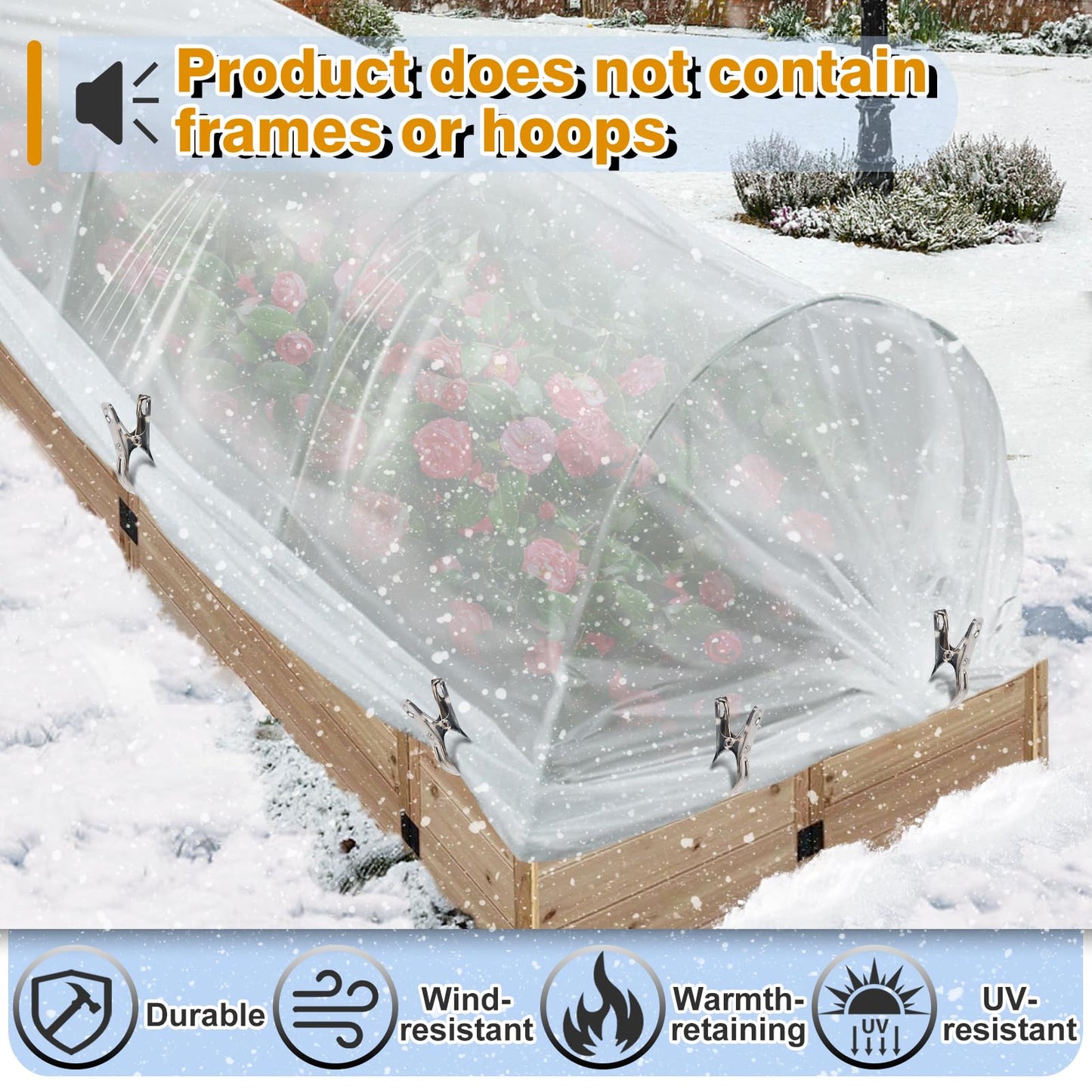 Alphatool Greenhouse Cover Plastic Sheeting - 10 x 30 ft Plant Covers Freeze Protection, Frost Cloths for Outdoor Plants, Clear Floating Row Cover for Outdoors Garden Plants Vegetables Crops
