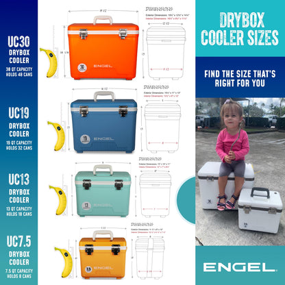Engel UC13 13qt Leak-Proof, Air Tight, Drybox Cooler and Small Hard Shell Lunchbox for Men and Women in Red