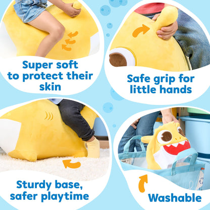 JITTERYGIT Baby Shark Official Bouncy Hopper Plush Musical Singing Toy - Inflatable Animal Ride On for Indoor & Outdoor - Birthday Gift for Kids & Toddlers (Boys & Girls) Ages 18+ Months (Yellow)