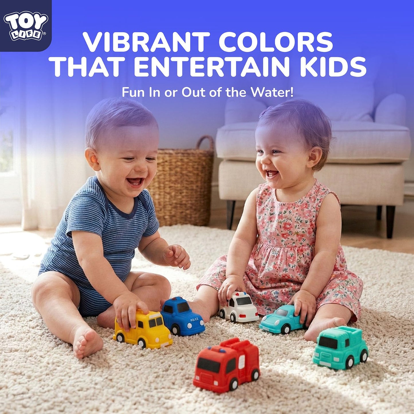 TOY Life 6 PCS Cars Light Up Bath Toys for Kids Ages 4-8, No Hole Glow Bath Toys for Kids, Baby Toddler Bath-Time, Easter Basket Stuffers Gifts for Kids Boys Girls, Ideal for Shower, Bathtub, Pool