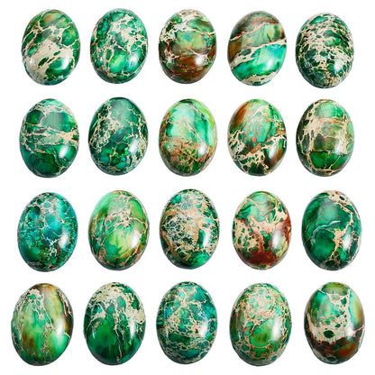rockcloud 18x25mm Oval Cabochon Flatback Semi-precious Stones Sea Sediment Jasper for Jewelry Making Pack of 5