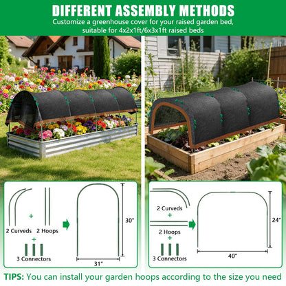 79"x40" Garden Shade Kit, 70% Garden Sun Shade Cloth with Hoops for Plants Heat Protection, Raised Garden Bed Shade Cover Plant Sun Shade for Outdoor Plants Vegetables