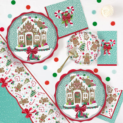 PAMMYAN Gingerbread House Paper Plates, 25 Set for kids Xmas Man Paper Plates, Perfect for School Gingerbread Party Christmas Winter Holiday Favor Supply Party