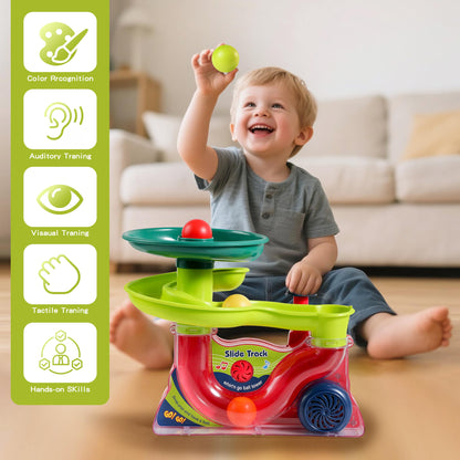 Didklom Busy Ball Popper Toy for Babies 9+ Months - 5 Balls with Popping Action & Fun Music, Cause and Effect Ball Drop Toy, Perfect Baby Shower Birthday Gift, Indoor Travel Play
