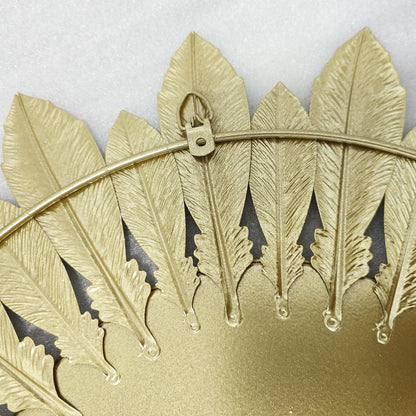 Fiskenet Plume Wall Decorative Mirror Feather Pinna Glass Mirrors Iron Green Grace Living Room Entrance Home Embellish