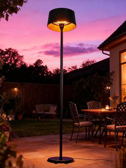 Cobuy Electric Outdoor Heater for Patio, 1500W Infrared Heater for Indoor & Outdoor, IP55 Waterproof, Fast Heating, Tip-Over Protection, Perfect for Garden, Balcony, Garage (black, freestanding)