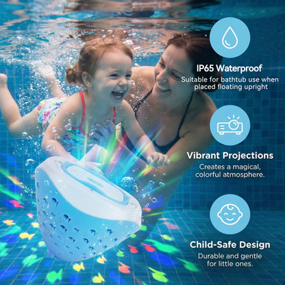 cambk Waterproof Bathtub Light for Kids, Battery Operated Fish Bath Lights for Tub & Bath Time, Color Changing Mood Lighting with Fish World Light Show