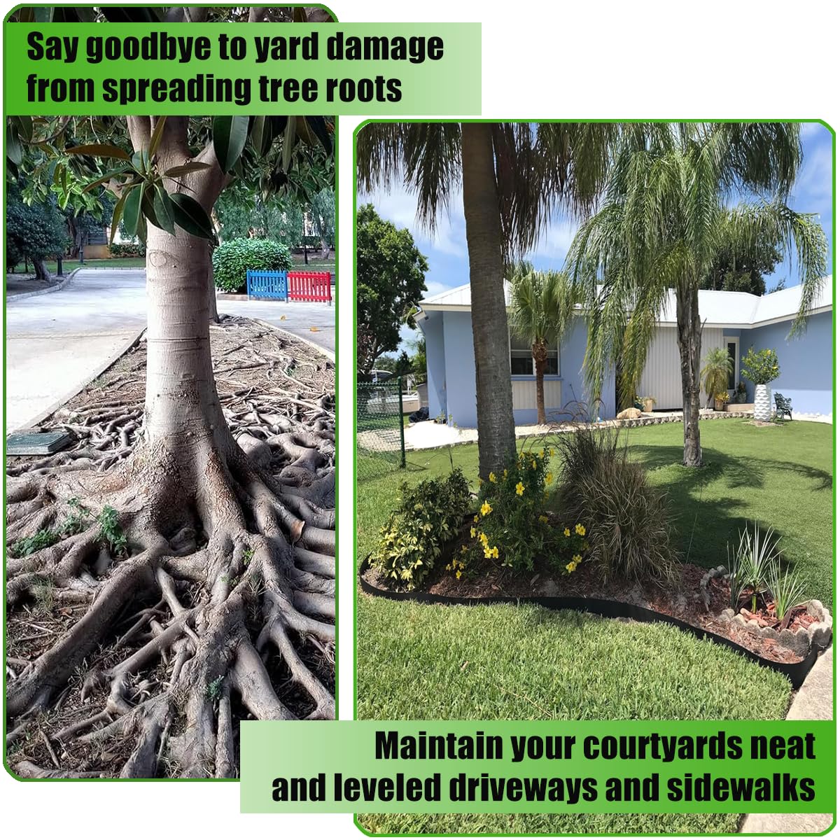 Tree Root Barrier Bamboo Barrier, Tree Root Protector Bamboo Shield Plant Grass Weed Substrate Controller, Heavy Duty Control System for Sidewalks Roads Driveways, Landscape Edging Block 19.7FT*21.6IN