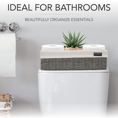 Brookstone Wicker Shelf Storage Basket Decorative Shelf Bin, bathroom organizers and storage, Boho Living Room Decor, Spring Storage 2026 - Single Basket