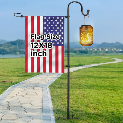 Garden Flag Stand for Outdoor,Heavy Duty Garden Flag Holder for 12x18 Flags, 46 Inches Gaden Flag Pole with Shepherd Hooks for Patio and Yard Decorations