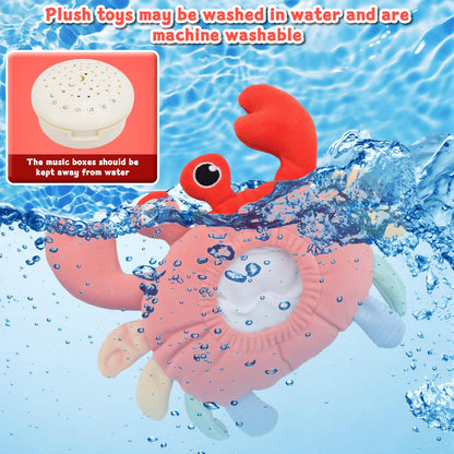MPQMPQ Baby Sleep Soother Toys - Night Light Projector & White Noise Sound Machine, Soft Stuffed Animal Crab Musical Toys for Babies 0-6-12-18 Months Toddlers Boys Girls Christmas Gifts