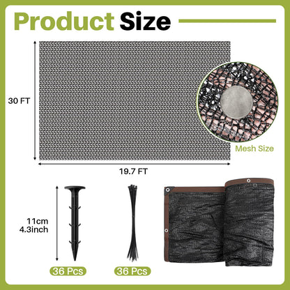 Yoojahow Koi Pond Netting Kit 19.7x30ft, Heavy-Duty Pe, Bird Deer Fence Netting, Durable Net Cover for Leaves, Protect Fish from Blue Heron Bird, Cats & Predators, Stakes & Ties Included