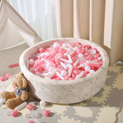 STARBOLO Ball Pit Balls for Kids -200pcs Stars Hearts Strips Crush Proof Play Balls Plastic Macaron Toy Balls for Ball Pit, Baby Pool Water Toys, Play Tent, Birthday Party Decoration