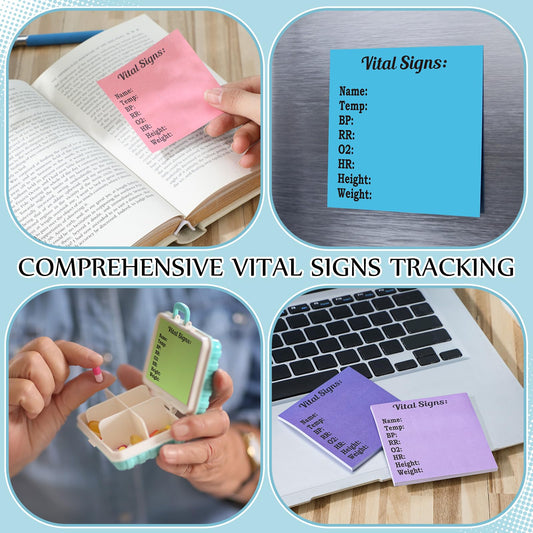 Humyoun 24 Pads 720 Sheets Nurse Sticky Notes for Vital Signs Nurses Week Gifts Daily Monitoring Notepad Patient Health Checklist Pad Care Hr Bp Oxygen Level Recording(Colorful,Classic)