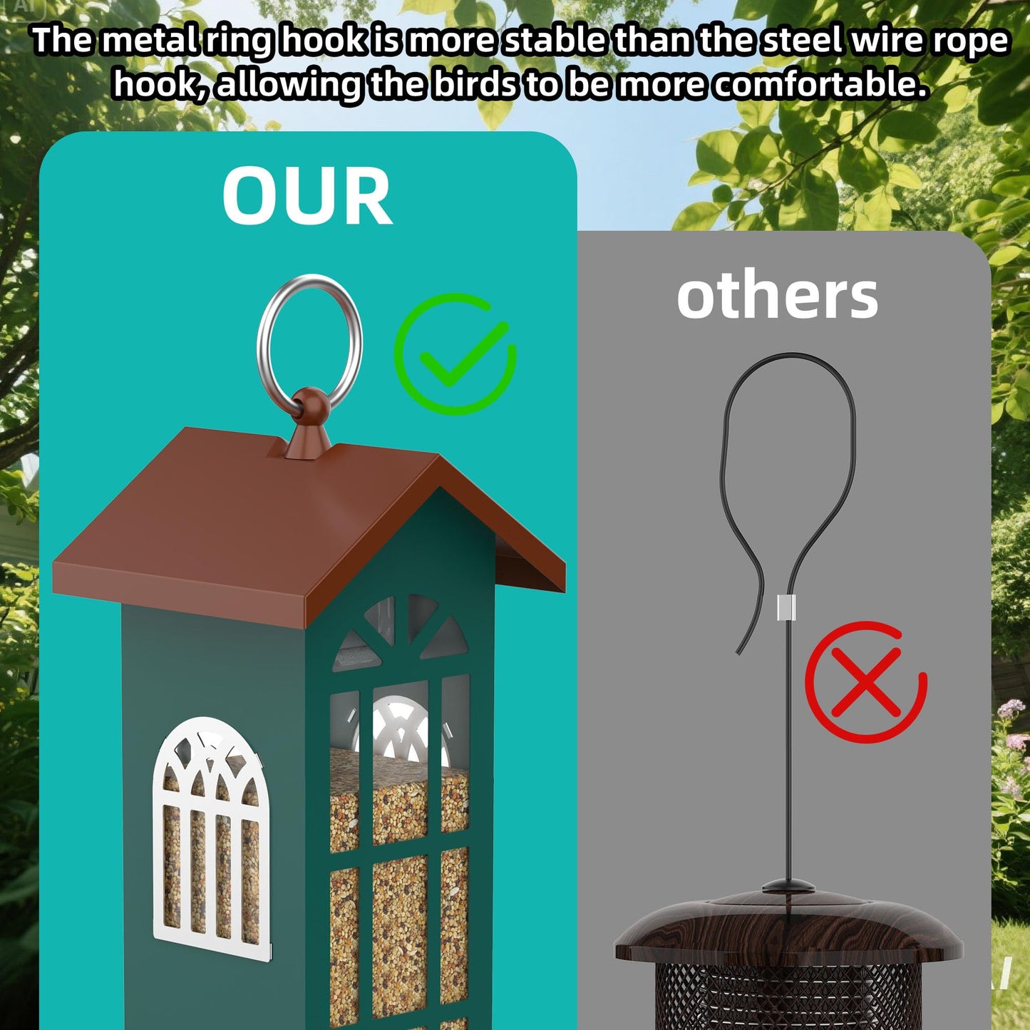Metal Bird Feeder Bird Feeders for Outdoors Hanging,Waterproof and Rust-Proof,Easy Cleaning,Wild Bird Feeders Attracting Chickadees Goldfinches Cardinals Finches and Sparrows