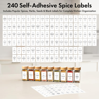 EDELHAUS® Square Spice Jars with Bamboo Wooden Lid (Pack of 24) Spice Jars with Shaker Insert and 240 Labels - Bamboo Lid Glass Container for Spice Organisation [4.3 in × 1.8 in]