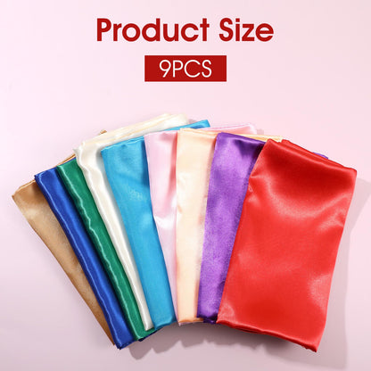 Caeuiciw 9 Pcs Fabric Play Scarves 35 x 35 Inch Rainbow Play Dance Scarves Creative Pretend Juggling Dress(Classic Colors)