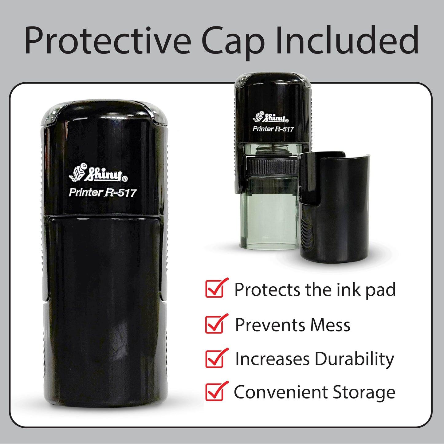Shiny Pleasure Serving You Stamp, Round Self Inking Stamp for Office and Retail, Purple Ink