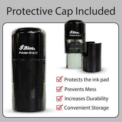 Shiny Pleasure Serving You Stamp, Round Self Inking Stamp for Office and Retail, Purple Ink