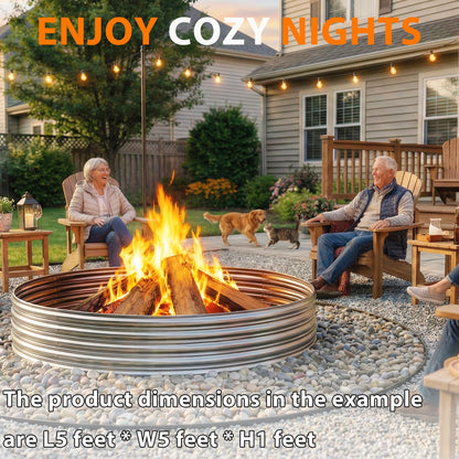 Fire Pit Ring for Outside Wood Burning, 36in Outdoor Fire Pit, Heavy Duty Steel Burn Pit for Backyard, Camping, Bonfire, Modern Style Large Metal Fire Pit Ring