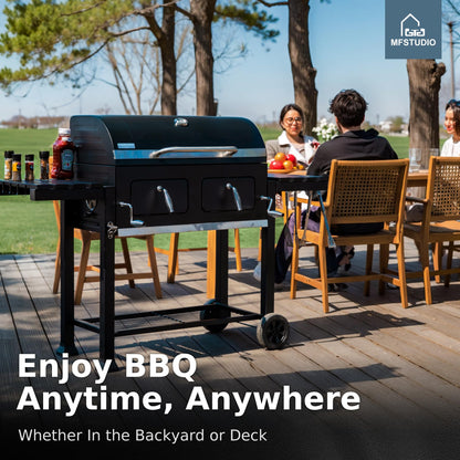 MFSTUDIO Multifunctional Extra Large 49 Inch BBQ Charcoal Grills with Temperature Control, Side Table and Easy Clean Ash Tray, Barrel Barbecue Grill for Multiple-family Household and Friends Party