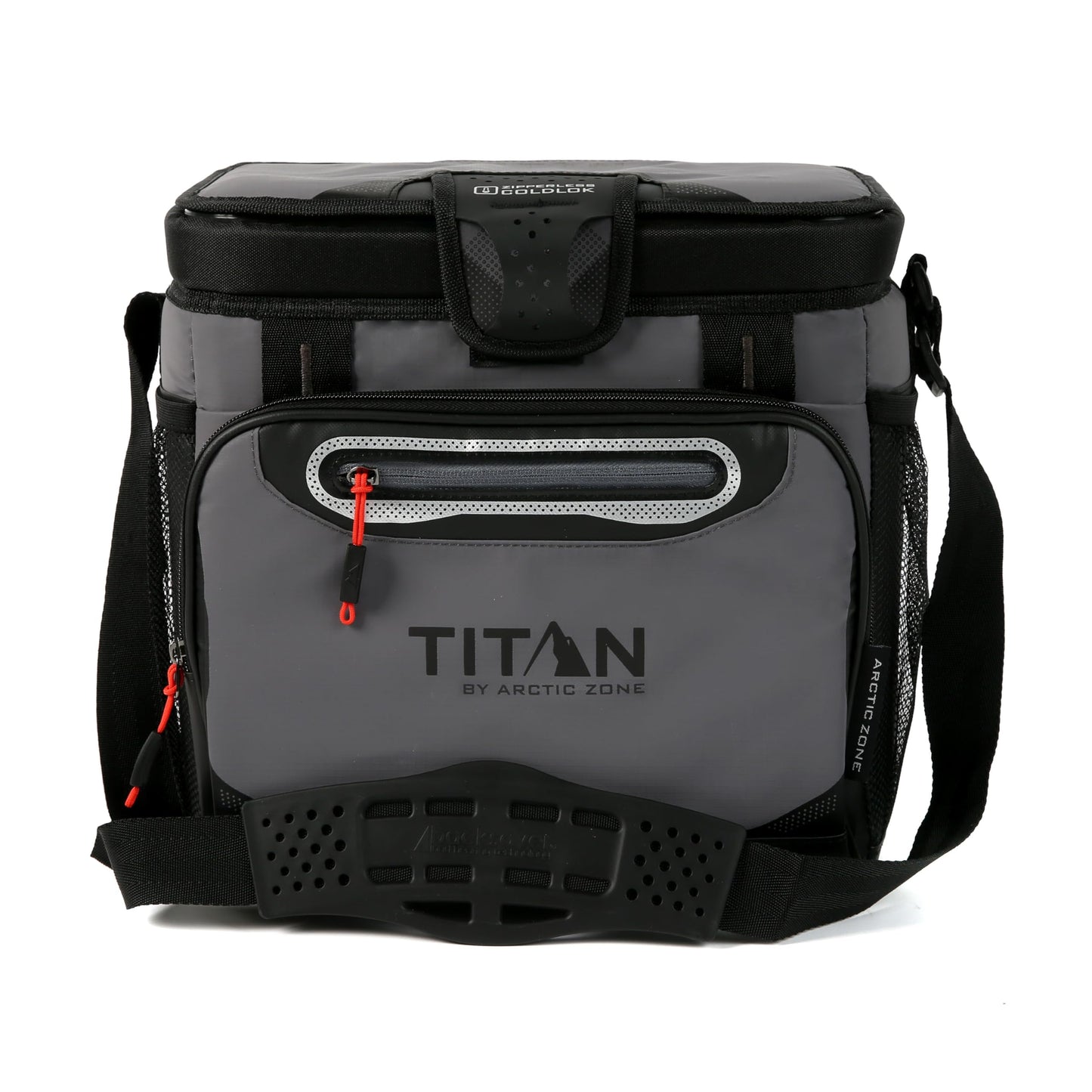 Titan by Arctic Zone Zipperless Soft Sided Cooler with HardBody Liner and SmartShelf, Insulated Bag with Shoulder Strap for Lunch and Travel, 16 Can Capacity, Sharkskin Gray