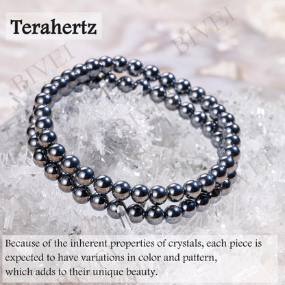 Bivei Terahertz - Energy Boost - 6mm Beaded Bracelets for Women Handmade Semi Precious Natural Stone Stretch Elastic Jewelry for Women Yoga Protection Gifts Small