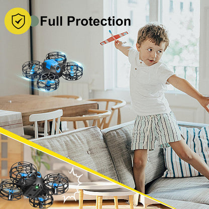 4DRC V18 Mini Drone with 2 Control Methods for Kids Beginners, 3D Flips, Lights, Headless Mode, 3 Speeds Adjustable, Auto Hover, Altitude Hold, 2 Batteries, RC Quadcopter Drones Fly Gift Toy for Boys