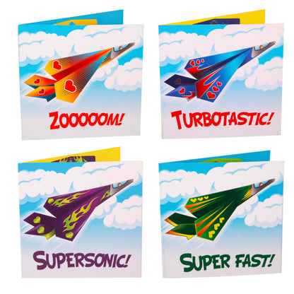 Kangaroo 28 Pack Flying Paper Airplanes Valentines Day Cards for Boy & Girl with Envelopes & Stickers - Valentines Day Cards for Kids School - Valentine Bulk Party Favors Classroom Gift