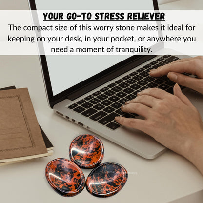 Amazing Gemstone Mahogany Obsidian Worry Stone Crystals and Healing Stones - Worry Stones for Stress Relief Gifts - Piedra Crystal Fidget for Meditation - Unique Stocking Stuffers Gifts for Women, Men