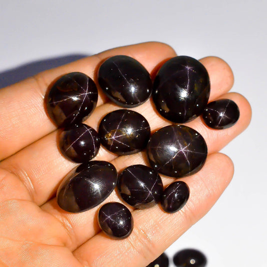 Natural Star Garnet Gemstone- Chakra Healing Gemstone for DIY Jewelry Making -Loose Polished Cabochon -Perfect for Crafting Meditation Jewelry Designs Gift for Her, Mother and Wife (5 pcs, 25-35 mm)