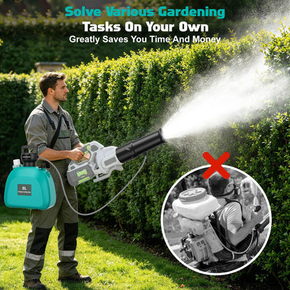 Battery Powered Sprayer Compatible For EGO Leaf Blower 530 575 580 615 650 765 670 Models(NO Blower), 2.1Gal Electric Mist Sprayer With Blower Nozzle, UP 32FT Spray Distance For Large Garden Lawn Yard