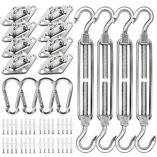 YOFIT 80 Pcs Shade Sail Hardware Kit 6 inch for Triangle Rectangle Sun Shade Sail Installation, 304 Grade Stainless for Garden Outdoors
