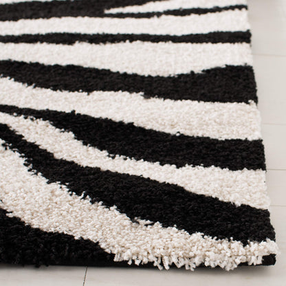 SAFAVIEH Florida Shag Collection Accent Rug - 3'3" x 5'3", Ivory & Black, Non-Shedding & Easy Care, 1.2-inch Thick Ideal for High Traffic Areas in Entryway, Living Room, Bedroom (SG452-1290)