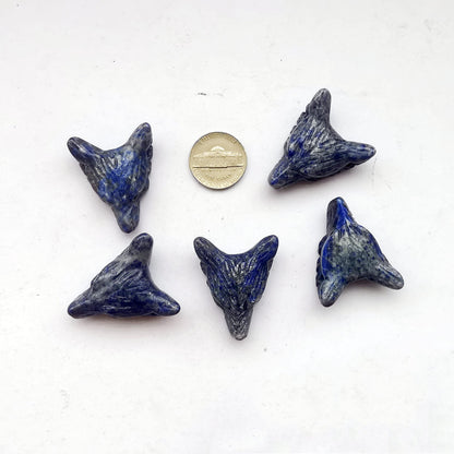 Bacatgem Natural Lapis Lazuli 1.37 inchs Wolf Head Pocket Crystals and Healing Stone Figurine,Haped DIY-Jewelry Pendant