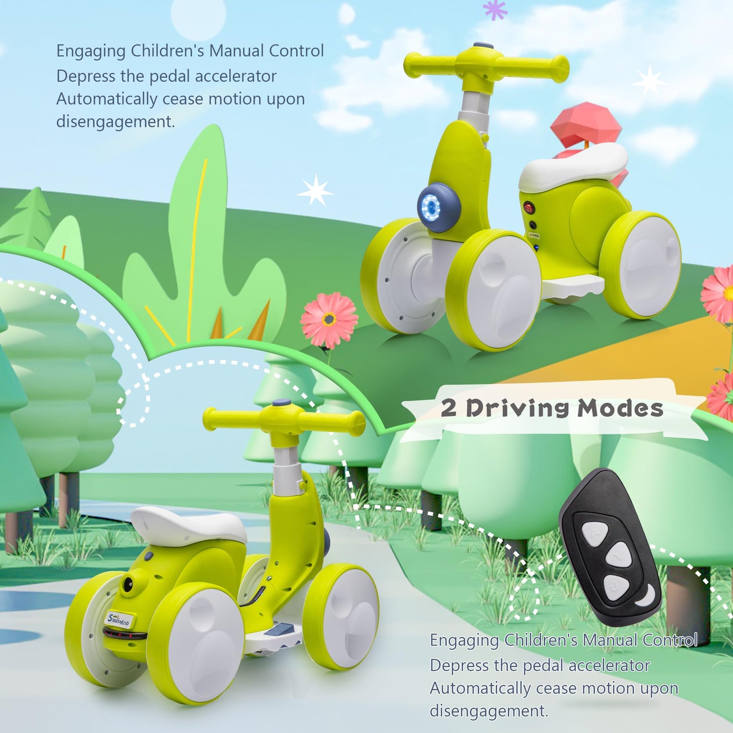 JoyRydz 6V Electric Baby Balance Bike with Bubble Machine,4 in 1 Toddler Balance Bike w/Remote Control for 1 Year Old Boys Girls Kids Bubble Bike Ride on Toys w/Powered Motor,Music,LED Lights (Cyan)