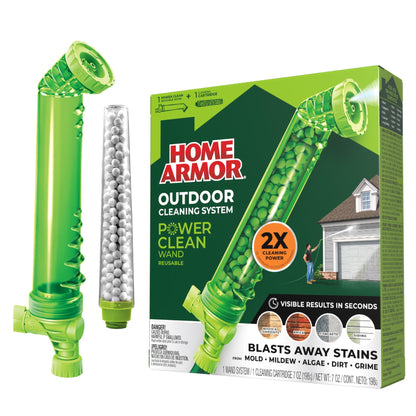 Home Armor Power Clean Wand, Outdoor Cleaning System, Blasts Away Stains from Mold, Mildew, Algae, Dirt and Grime for Visible Results in Seconds, No Scrubbing Required, Reusable