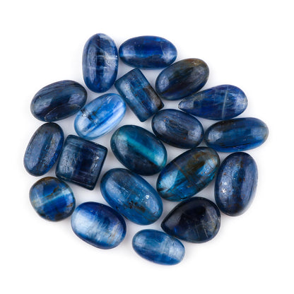 GEMKORA Natural Blue Kyanite Gemstones Cabochons for Jewelry Making | 8-10pcs | 10-15mm
