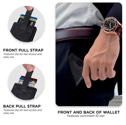 RFID Blocking Slim Money Clip Wallet – Leather Bifold Front Pocket Minimalist Mens Wallet with Money Clip for Men, Small Credit Card Holder Wallet - Travel Wallet with Gift Box