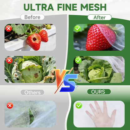 Garden Netting for Raised Beds 2 Pack, Raised Garden Bed Plant Netting Cover Mesh for Garden Protection, Rectangular Bird Netting Pest Barrier Screen Insect Net for Vegetables Fruits, 4x2x1ft, White