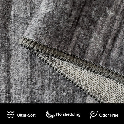 Grey 5x7 Area Rugs for Living Room,Washable Dark Modern Abstract Low Pile Non Slip Carpet for Bedroom,Dining Room,Office,Farmhouse,Home Decor(5x7 Grey)