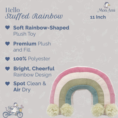 MON AMI Stuffed Rainbow Shaped Plush Toy – 11”, Decorative Plush Toy for Nursery, Playroom Décor, Gift for Kids of All Ages