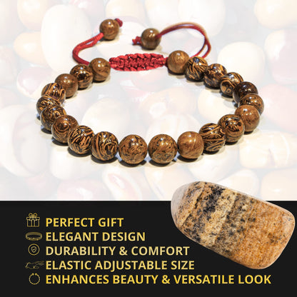 ANAYA AGATE Healing Crystal Bracelet – Chic Gemstone Bracelet for Men and Women – 8mm Round Bead Bracelets for Spiritual Healing, Protection, Positive Energy - Mariam Jasper