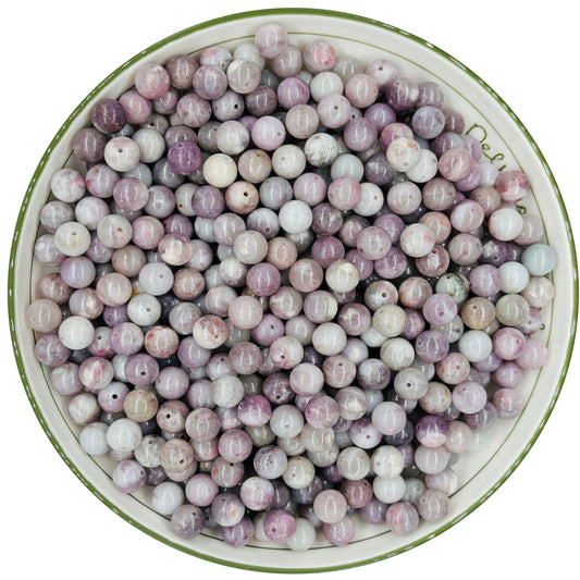 WHNKFB 10mm 50PCS Natural Watermelon Tourmaline Round Beads, Pink-Green Loose Gemstone Beads for Jewelry Making Craft - 6mm 8mm 10mm Options with Free Elastic Cord