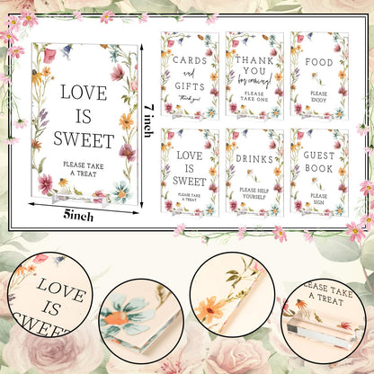Vercraft 6 Pcs Wildflowers Wedding Table Decorations Take One Sign Thank You Acrylic Sign Centerpieces with Stand 5 x 7" Wedding Birthday Party Decorations for Guests Gifts