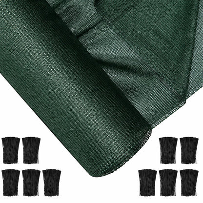 Ribbonlic 6 x 300 ft Green Shade Cloth Roll for Covering Garden 90% Mesh UV Resistant Net with Ties for Patio Outdoor Greenhouse Fence Flower Plant Cover Canopy