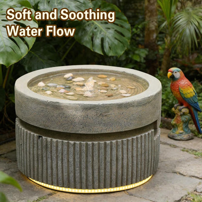 Sunlinua Small Modern Outdoor Water Fountain with Led Lights Tiered Cascading Waterfall Feature with Quiet Pump Floor Water Fountain for Patio Garden Backyard Decking Home and Indoor Décor Brown